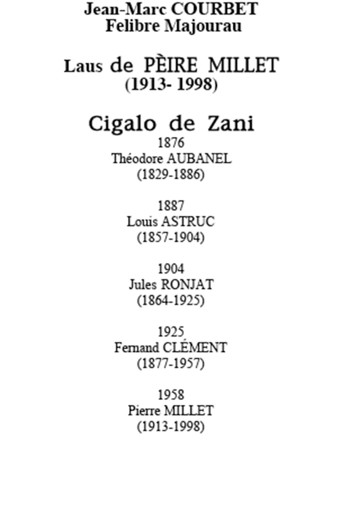 Cigalo de Zani, Jean-Marc COURBET