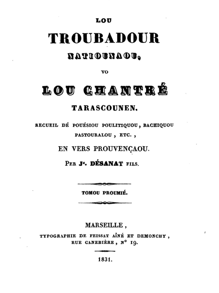 Lou troubadour natiounaou, vo lou chantré tarascounen, Joseph DÉSENAT fils