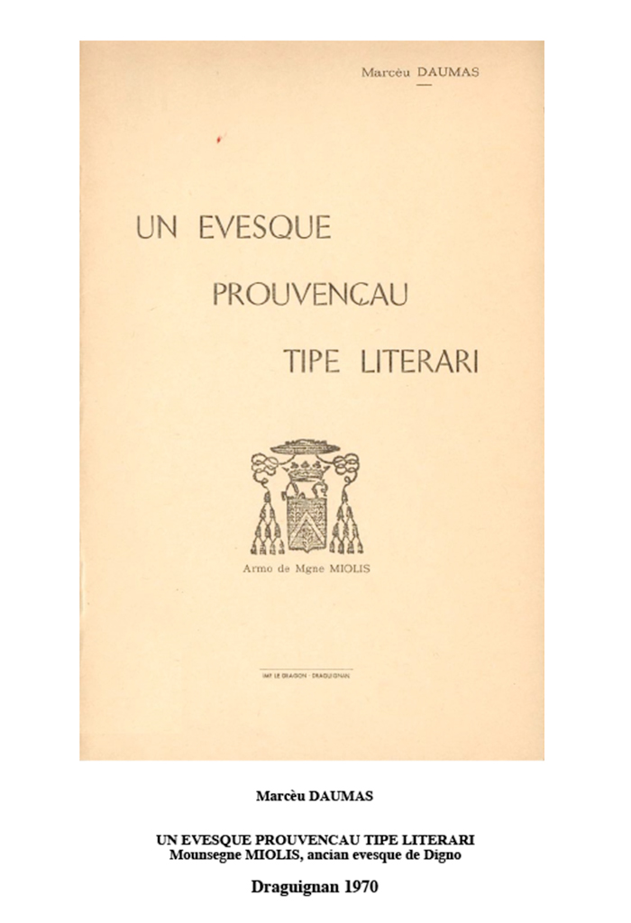 Un Evesque prouvençau tipe literari, Marcèu DAUMAS