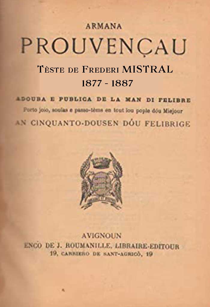 Armana Prouvençau, Tèste de Frederi MISTRAL - 1877-1887