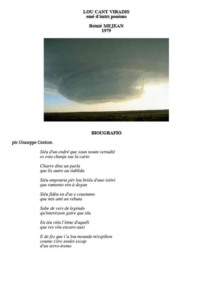 Lou cant viradis, Reinié MEJEAN
